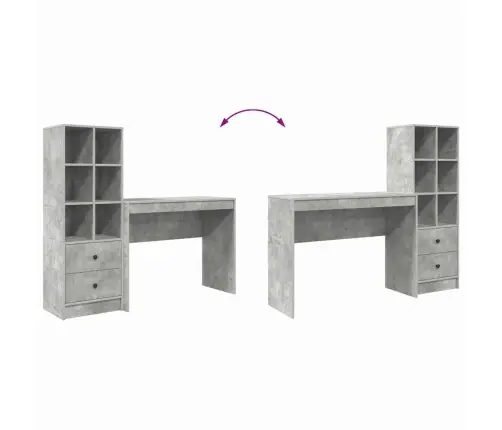 Rakstāmgalds Ar Uzglabāšanu Betona Pelēkā Krāsā Inženierijas Koka Vidaxl