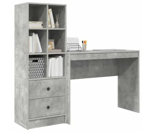 Rakstāmgalds Ar Uzglabāšanu Betona Pelēkā Krāsā Inženierijas Koka Vidaxl