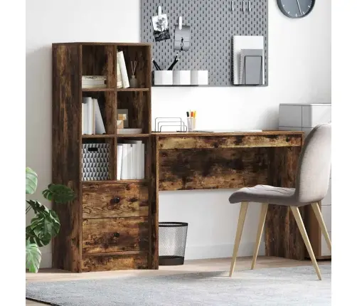 Galds Ar Uzglabāšanu Dūmakainā Ozolā No Inženierijas Koka Vidaxl