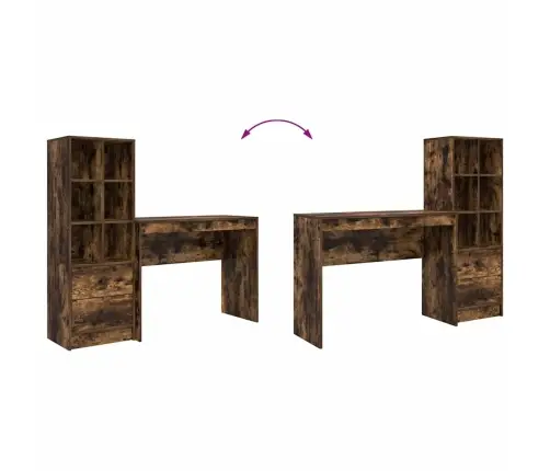 Galds Ar Uzglabāšanu Dūmakainā Ozolā No Inženierijas Koka Vidaxl