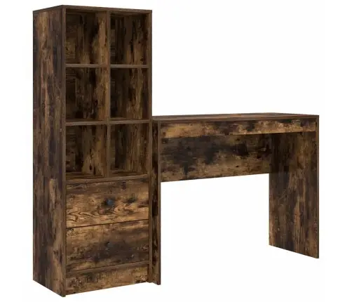 Galds Ar Uzglabāšanu Dūmakainā Ozolā No Inženierijas Koka Vidaxl