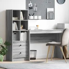 Galds Ar Uzglabāšanu Ar Atvilktni 2 Pcs Pelēka Sonomas Ozola Vidaxl