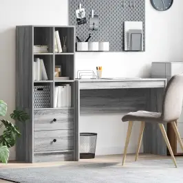 Galds Ar Atvilktni Ar Plauktu 2 Pcs Pelēks Sonoma Vidaxl Galds Ar Atvilktni Ar Plauktu 2 Pcs Pelēks Sonoma Vidaxl
