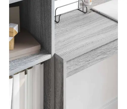 Desk With Storage Pelēks Sonoma Koka Skaidu Plātne Vidaxl
