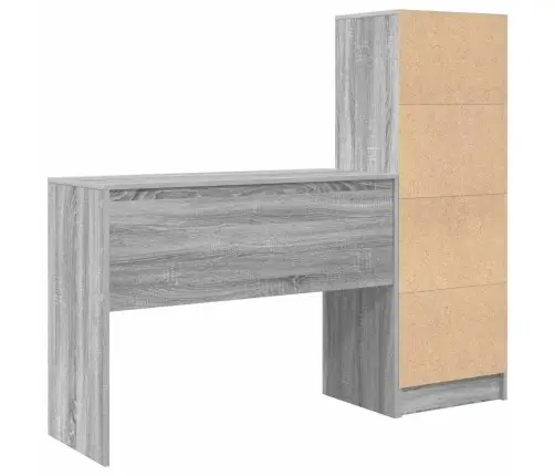Desk With Storage Pelēks Sonoma Koka Skaidu Plātne Vidaxl
