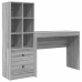 Desk With Storage Pelēks Sonoma Koka Skaidu Plātne Vidaxl