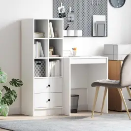 Galds Ar Atvilktni Ar Plauktu Ar Uzglabāšanu 2 Pcs Balts Vidaxl