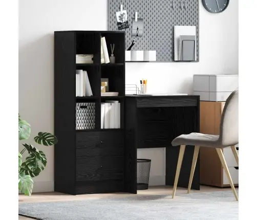 Stalas Su Stalčių 2 Pcs Juodas Ąžuolas