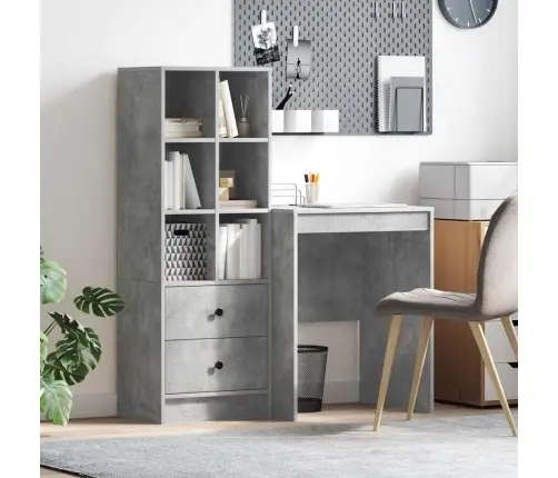 Galds Ar Uzglabāšanu Betona Pelēks Inženierizstrādājumu Koks Vidaxl