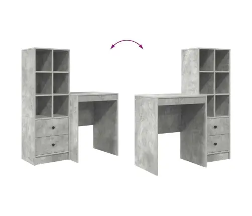 Galds Ar Uzglabāšanu Betona Pelēks Inženierizstrādājumu Koks Vidaxl