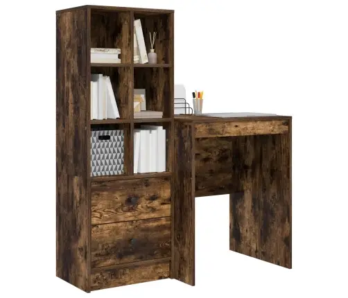 Rakstāmgalds Ar Uzglabāšanu Dūmota Ozolkoka Inženierijas Koka Vidaxl