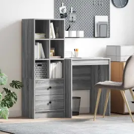 Galds Ar Atvilktni Ar Plauktu 2 Pcs Pelēks Sonoma Vidaxl Galds Ar Atvilktni Ar Plauktu 2 Pcs Pelēks Sonoma Vidaxl