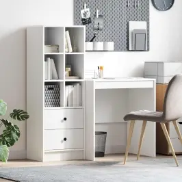Galds Ar Atvilktni Ar Plauktu Ar Uzglabāšanu 2 Pcs Balts Vidaxl