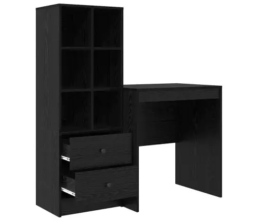 Laud Koos Hoiuruumiga 2 Pcs Must Tamm 70 X 50 X 76 Cm Tehispuit