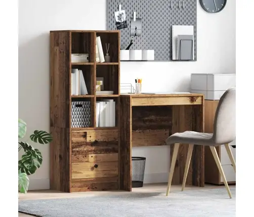 Laud Koos Hoiuruumiga Sahtliga 2 Pcs Vana Puit Tehispuit