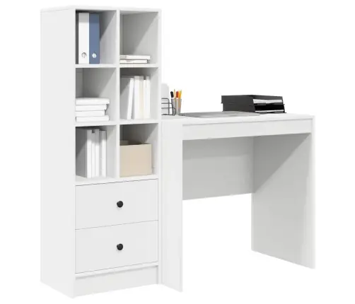 Galds Ar Uzglabāšanu Baltā Inženierijas Koks Vidaxl