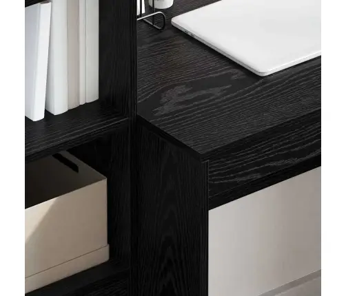 Galdiņš Ar Uzglabāšanu Melna Ozola Inženierijas Koks Vidaxl