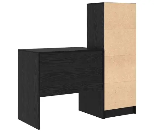 Galdiņš Ar Uzglabāšanu Melna Ozola Inženierijas Koks Vidaxl