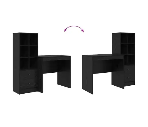 Galdiņš Ar Uzglabāšanu Melna Ozola Inženierijas Koks Vidaxl