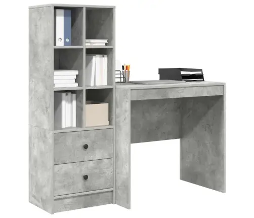 Galds Ar Uzglabāšanu Betona Pelēks Inženierijas Koks Vidaxl