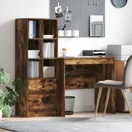 Stalas Su Stalčių 2 Pcs Rūkyta Ąžuolas