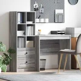 Galds Ar Atvilktni Ar Plauktu 2 Pcs Pelēks Sonoma Vidaxl Galds Ar Atvilktni Ar Plauktu 2 Pcs Pelēks Sonoma Vidaxl