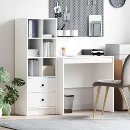 Stalas Su Saugojimo Vieta 2 Pcs Balta 90 X 50 X 76 Cm