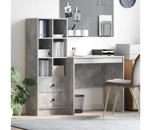 Stalas Su Stalčių 2 Pcs Betono Pilka