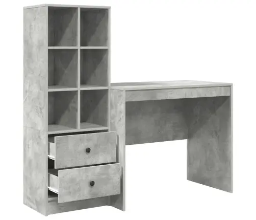 Stalas Su Stalčių 2 Pcs Betono Pilka