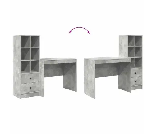 Stalas Su Stalčių 2 Pcs Betono Pilka