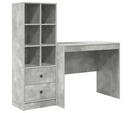 Stalas Su Stalčių 2 Pcs Betono Pilka