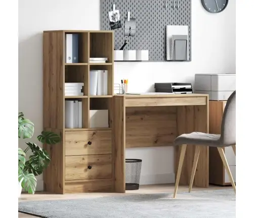 Stalas Su Saugojimo Vieta Su Stalčių 2 Pcs Artisano Ąžuolo