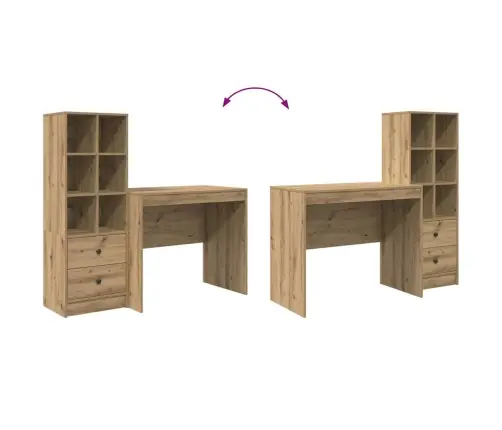 Stalas Su Saugojimo Vieta Su Stalčių 2 Pcs Artisano Ąžuolo