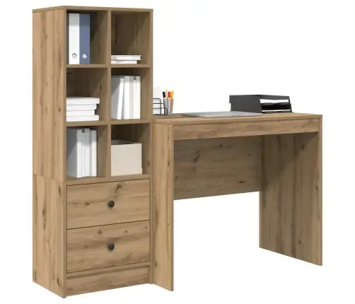 Stalas Su Saugojimo Vieta Su Stalčių 2 Pcs Artisano Ąžuolo