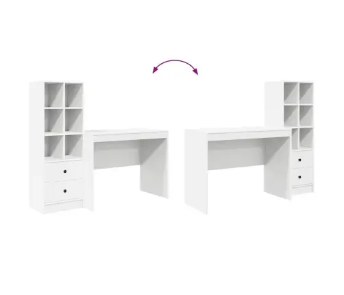 Galds Ar Uzglabāšanu Balta Koka Vidaxl