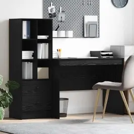 Galds Ar Uzglabāšanu 2 Pcs Melns Ozols 100 X 50 X 76 Cm Vidaxl