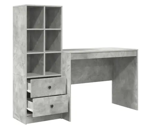 Galds Ar Uzglabāšanu 2 Pcs Betona Pelēks 100 X 50 X 76 Cm Vidaxl