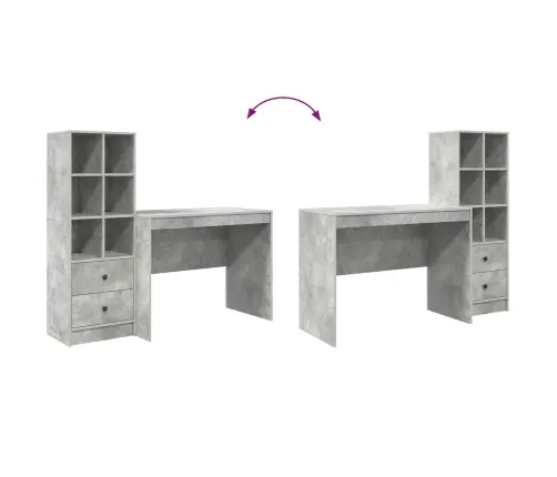 Galds Ar Uzglabāšanu 2 Pcs Betona Pelēks 100 X 50 X 76 Cm Vidaxl