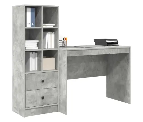 Galds Ar Uzglabāšanu 2 Pcs Betona Pelēks 100 X 50 X 76 Cm Vidaxl