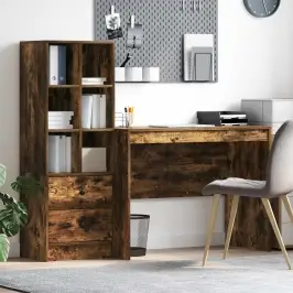 Galds Ar Atvilktni 2 Pcs Dūmaka Ozols Vidaxl