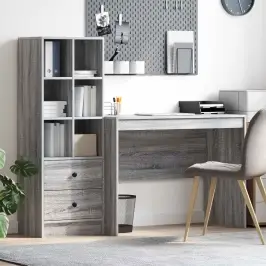 Galds Ar Atvilktni 2 Pcs Pelēks Sonoma Vidaxl Galds Ar Atvilktni 2 Pcs Pelēks Sonoma Vidaxl
