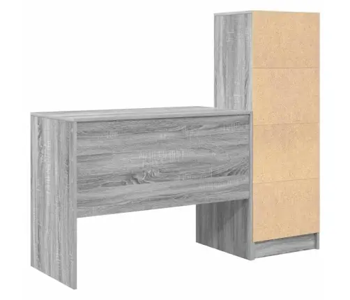 Stalas Su Saugojimo Vieta Su Stalčių 2 Pcs Pilka Sonoma Ąžuolo