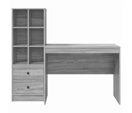 Stalas Su Saugojimo Vieta Su Stalčių 2 Pcs Pilka Sonoma Ąžuolo