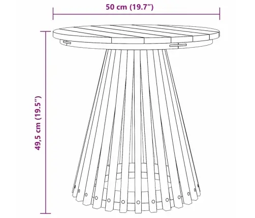 Dārza Blakus Galds Ø50X49.5 Cm Ciets Tīkkoks Vidaxl