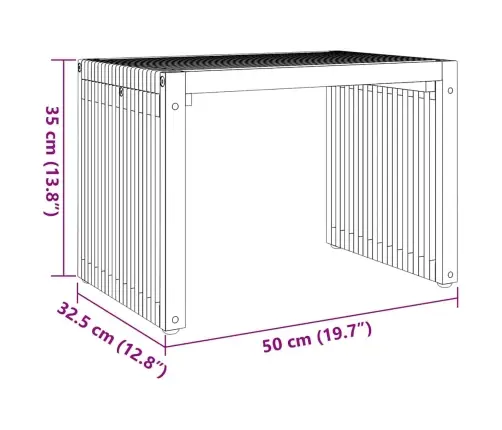Dārza Sānu Galds 50X32.5X35 Cm Masīvs Koks Tīkoks Vidaxl