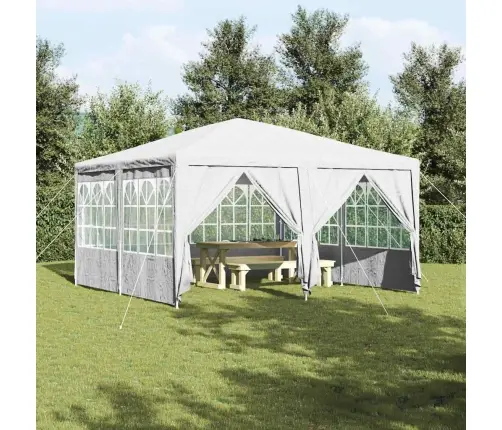 Balļu Telts Ar 8 Sānu Sienām, Balta, 4X4 M, Pe Vidaxl