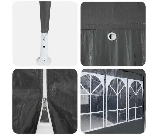 Pusē Telts Ar 8 Sānu Sienām Antracītā, 4X4 M Pe Vidaxl