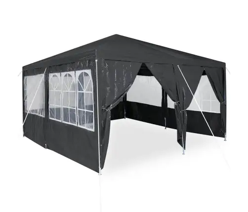 Pusē Telts Ar 8 Sānu Sienām Antracītā, 4X4 M Pe Vidaxl