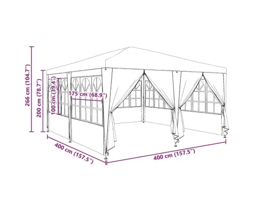 Ballīšu Telts Ar 8 Sānu Sienām Zaļā Krāsā 4X4 M Pe Vidaxl