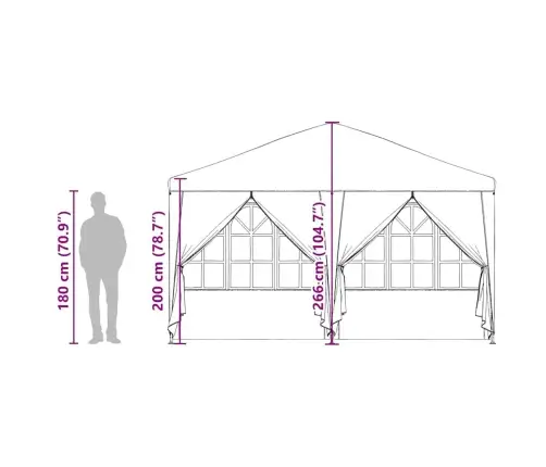 Ballīšu Telts Ar 8 Sānu Sienām Zaļā Krāsā 4X4 M Pe Vidaxl